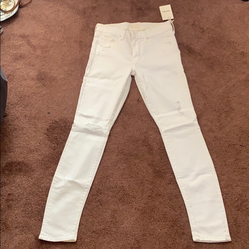White distressed Mother Jeans